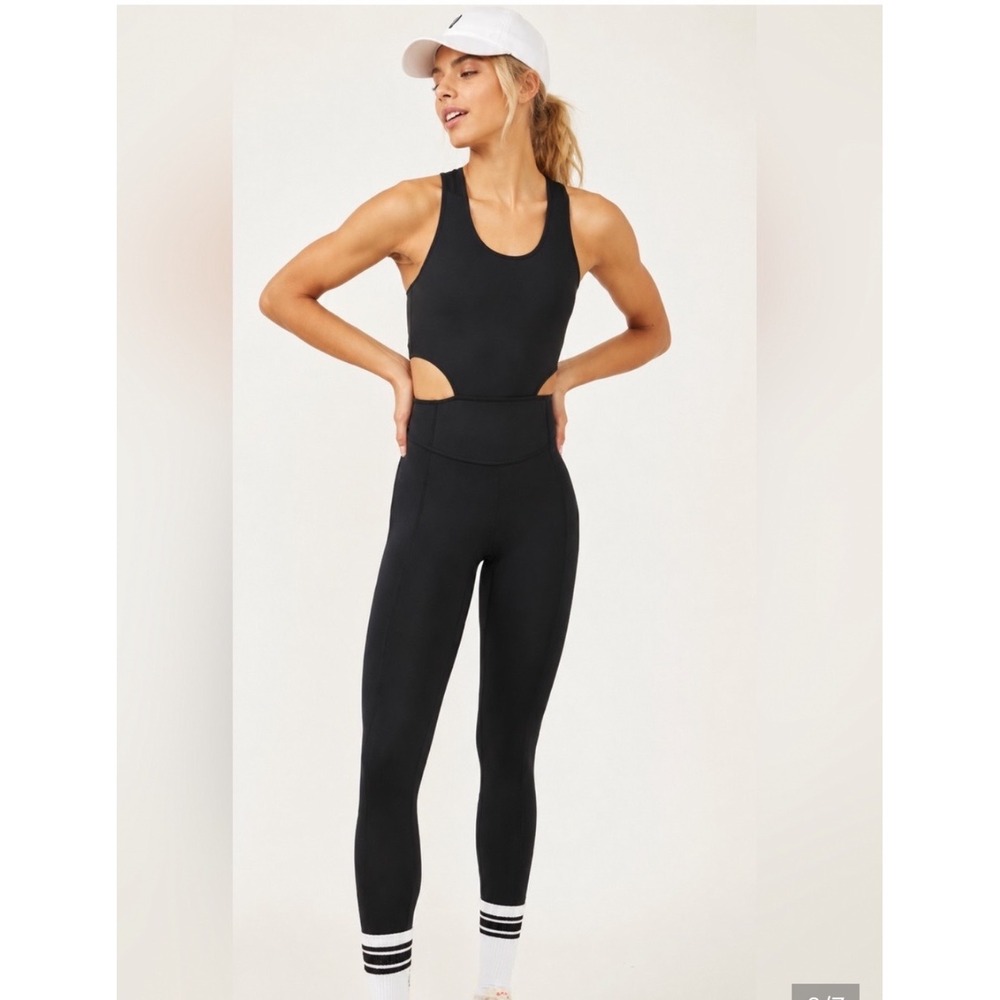 FP Movement Free People Back It Up Cutout Jumpsuit Black Small Activewear